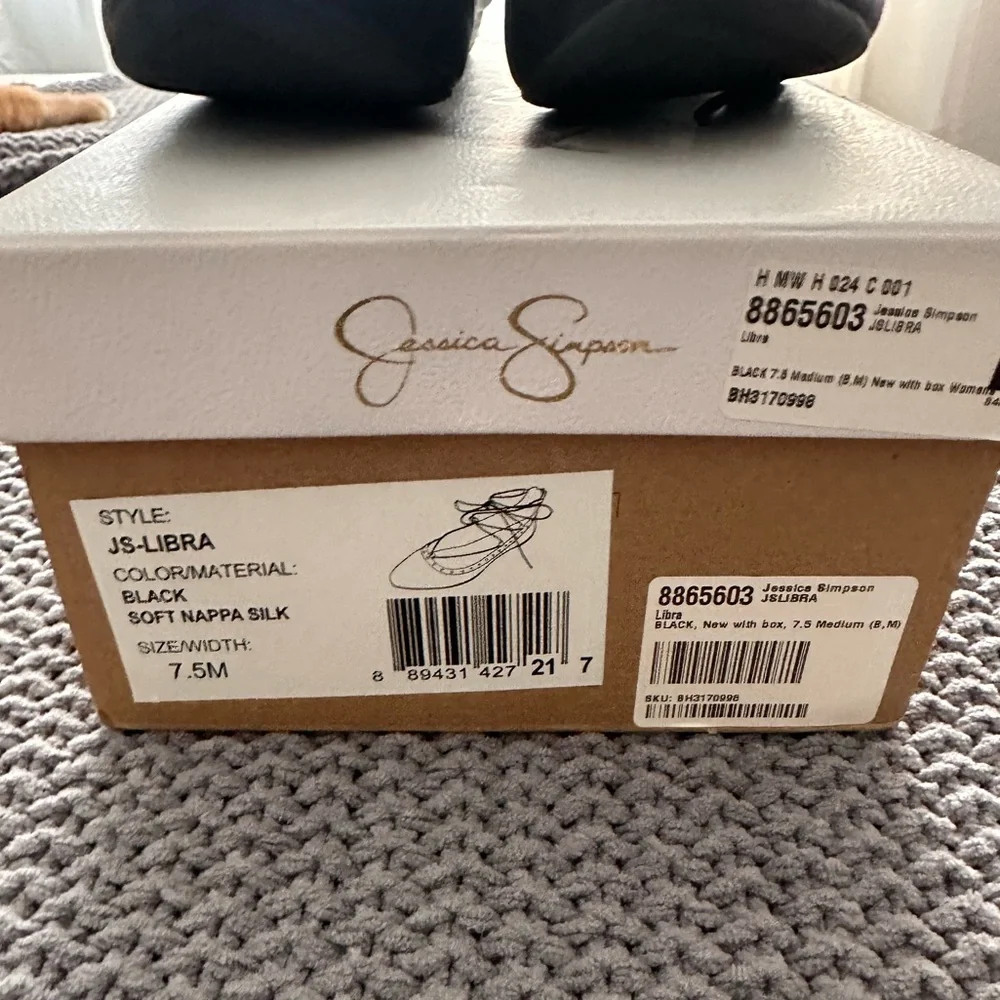 Jessica Simpson Black Pointed-Toe Lace-Up Stud Flats - Picture 11 of 11